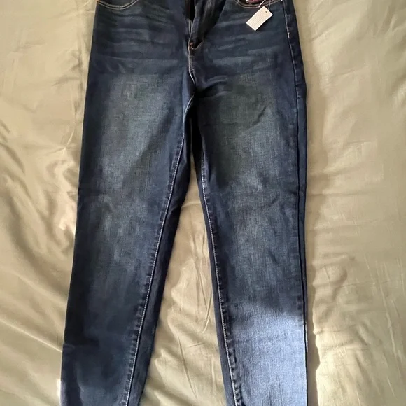 No Boundaries Blue Straight Leg Jeans with Vintage Fade - Picture 1 of 4